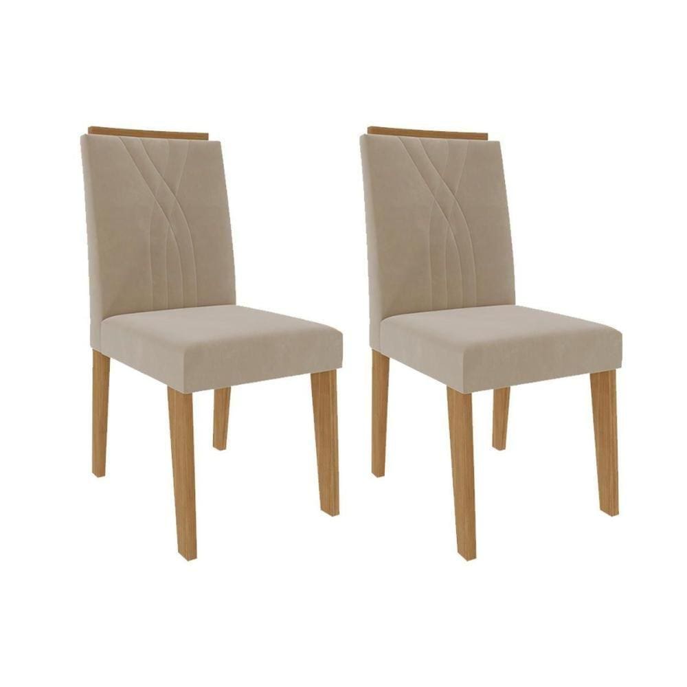 Cadeira Sala de Jantar Nicole Kit 2 Un Nature/Suede Nude - Cimol
