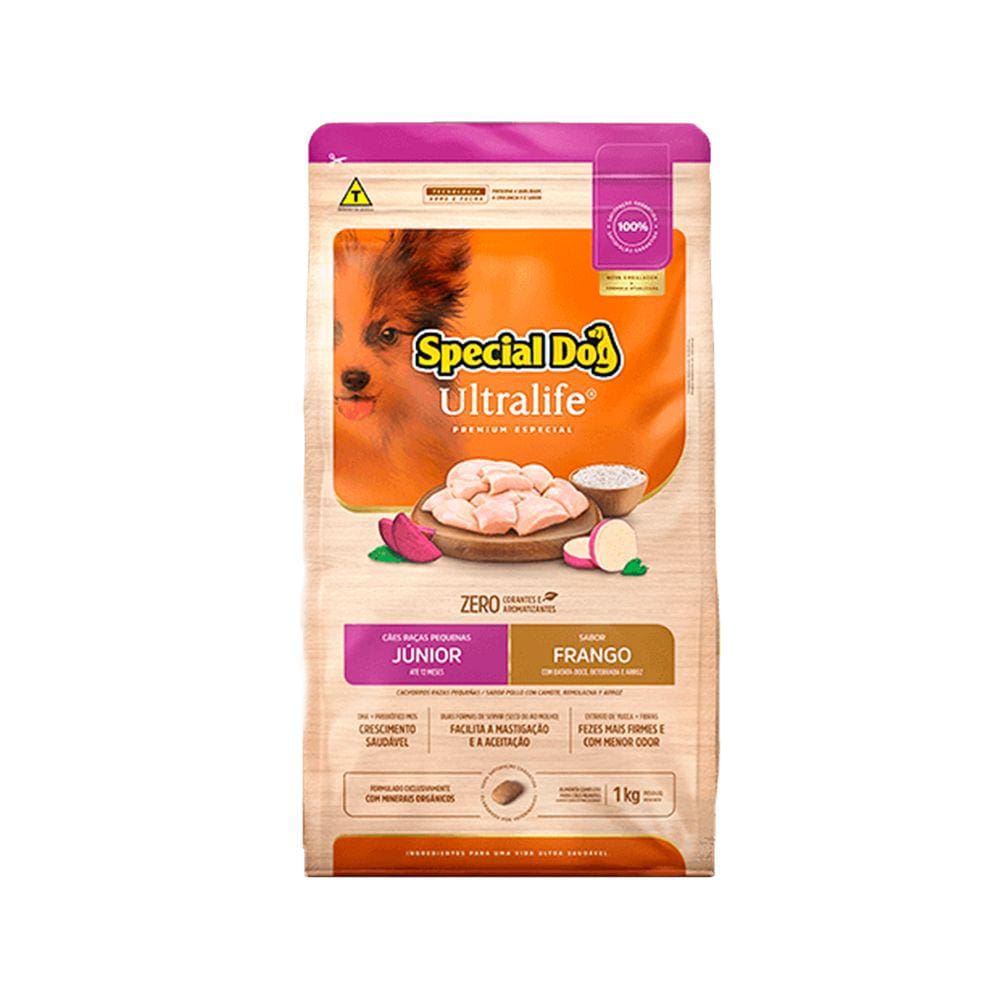 Ração Cães Special Dog Ultralife Junior Raças Pequenas Frango e Arroz 1kg