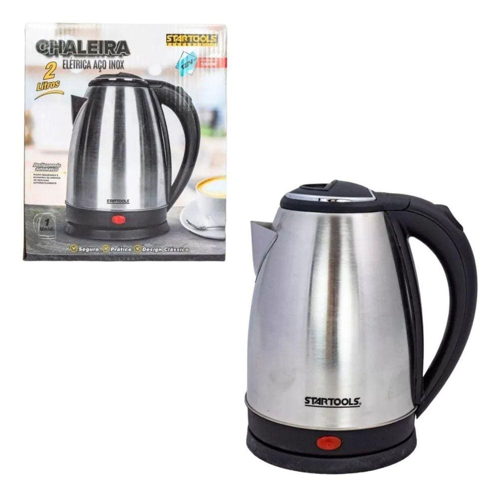Chaleira Jarra Elétrica Startools Inox 1000W 2L Café Chá