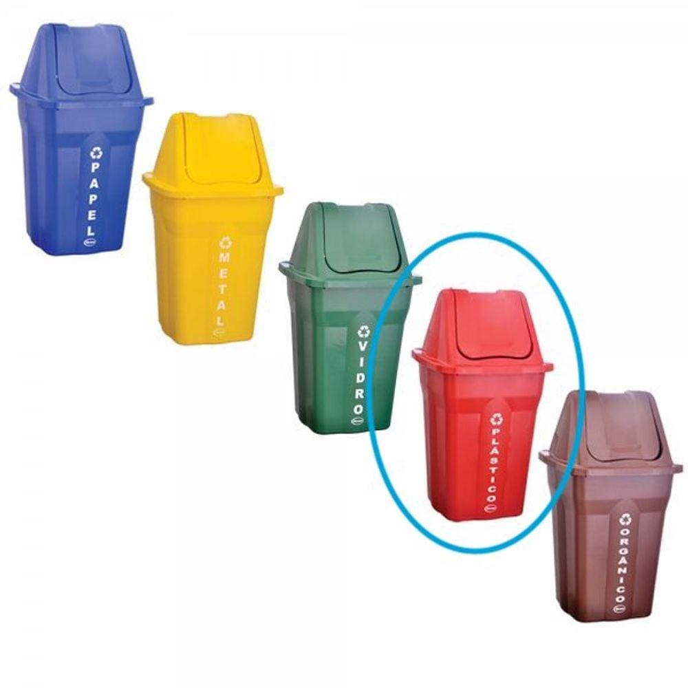 Lixeira Basculante Com Tampa Coleta Seletiva 60L Santana - 1Un - **Vermelha***