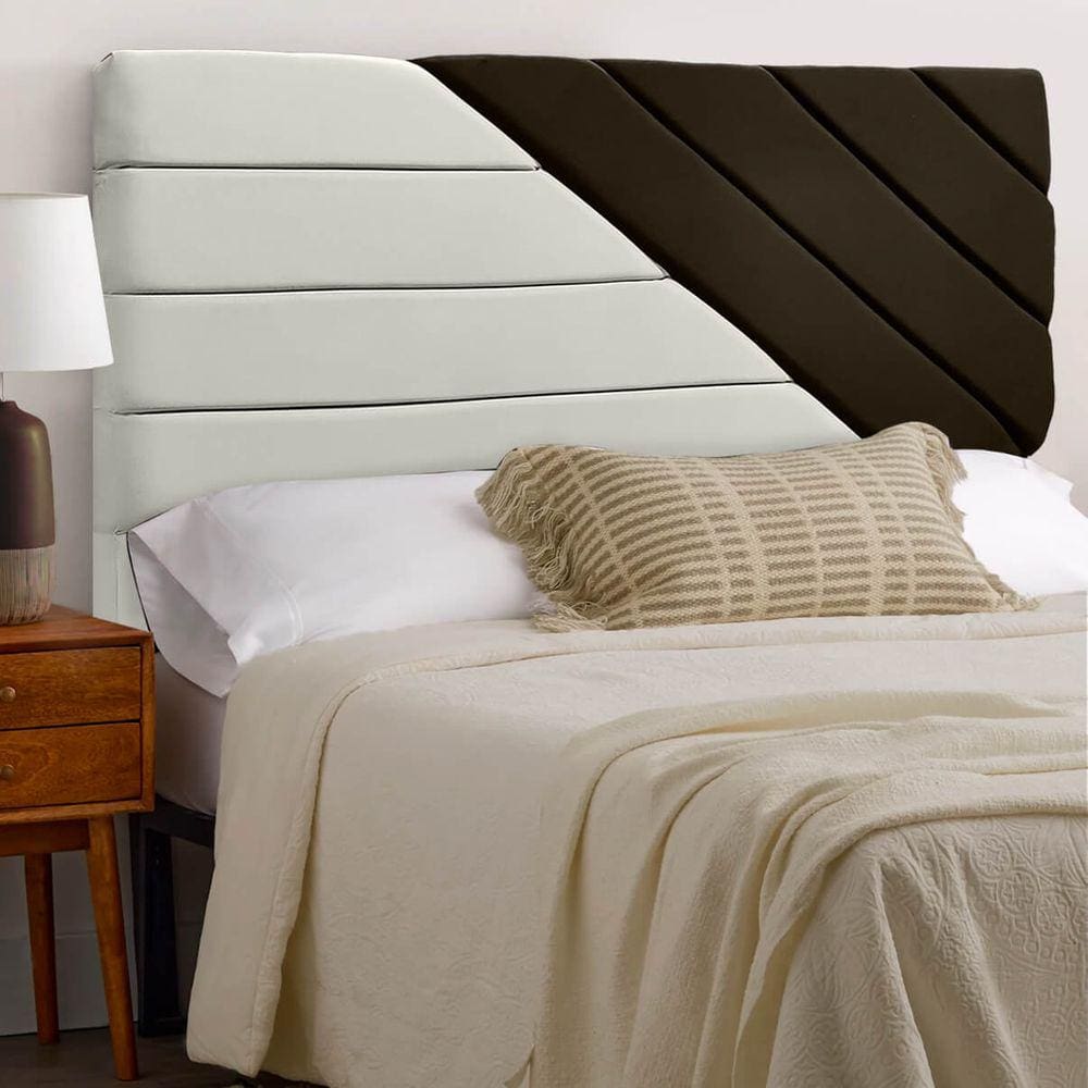 Cabeceira para Cama Box Queen 158cm Estilo Veludo Bege/Marrom SOFA STORE