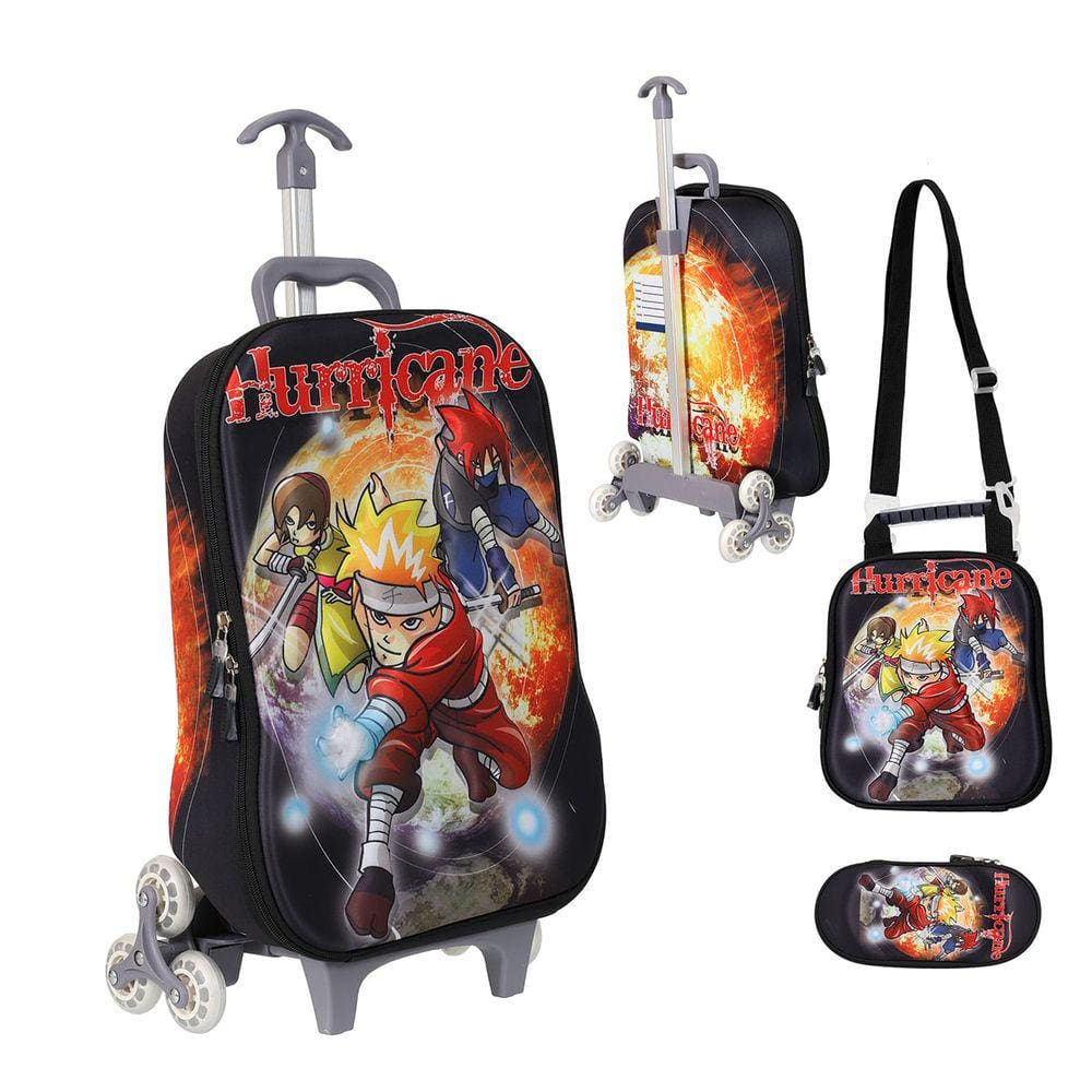 Kit Mochila 3d Com Rodinhas E Lancheira + Estojo