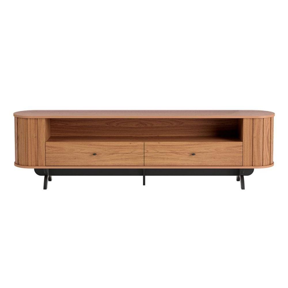 Rack para TV Até 60 Polegadas 2 Gavetas Curvo Nature Freijó/Preto - Dalla Costa
