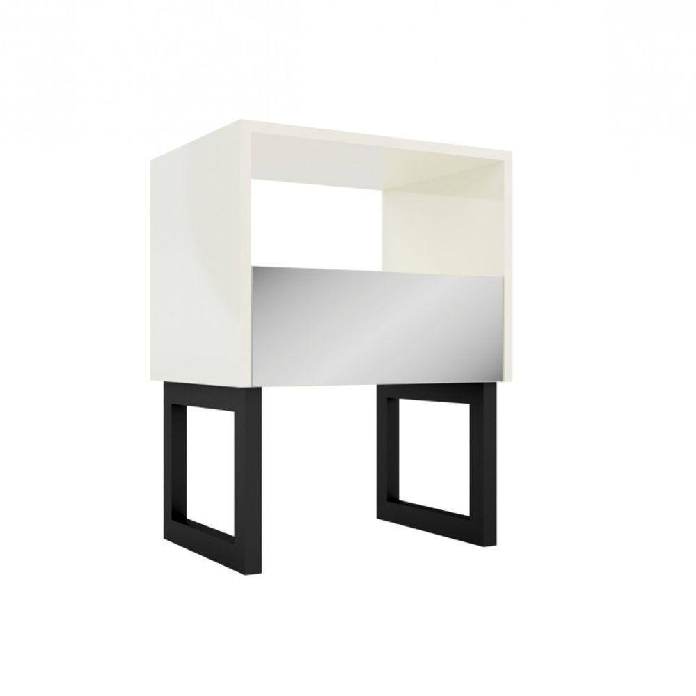 Mesa de Cabeceira 1 Gaveta Espelhada Industrial Off White/Preto - Dalla Costa
