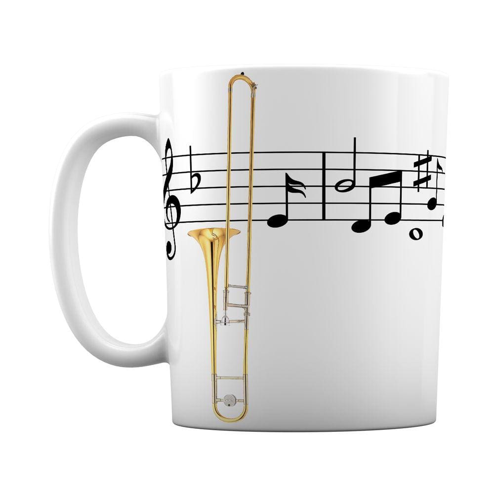 Caneca Branca Música Notas Instrumento Musical Trombone