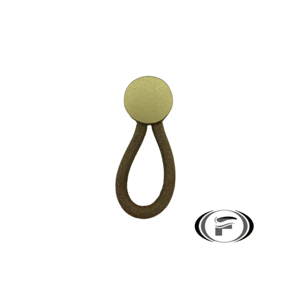 Puxador Fune Ponto Couro Marrom Dourado Fosco Zen UNICO