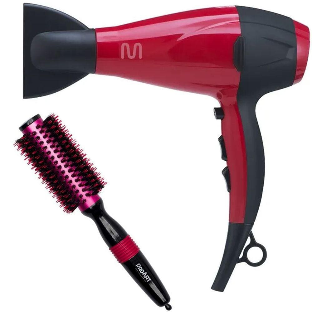 Kit - Secador Multilaser Ionic Boost 2000W Eb045 220V + Escova Proart Metallic Pro Rosa 25Mm Epm05
