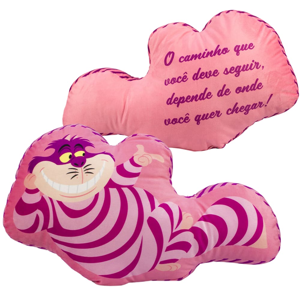 Almofada 3D Gato Risonho Rosa Cheshire Alice Oficial Disney