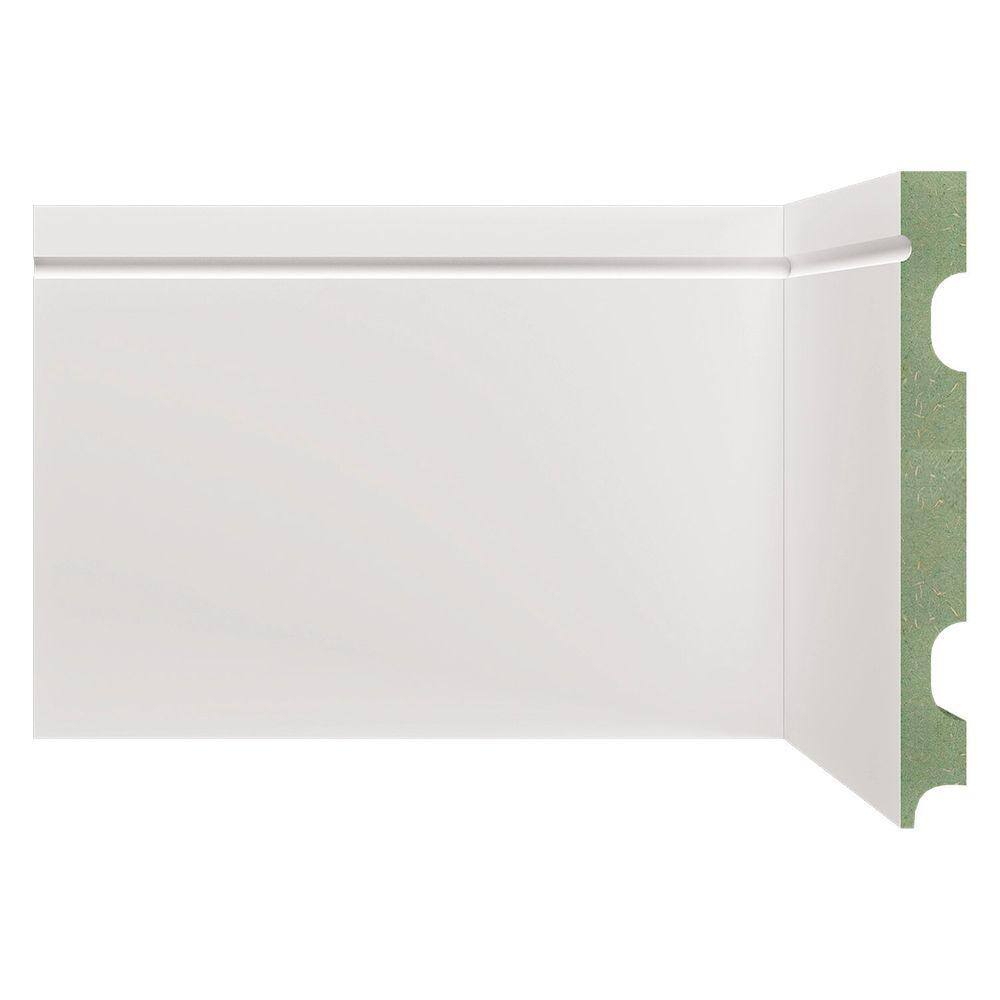 Rodapé de MDF 15cm x 15mm x 2,40m Frisado Resistente a Umidade Moldufama 1503 Branco