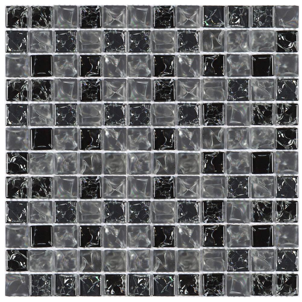 Pastilha de Vidro Ice Glass Mosaic 30cmx30cm Placas Preta