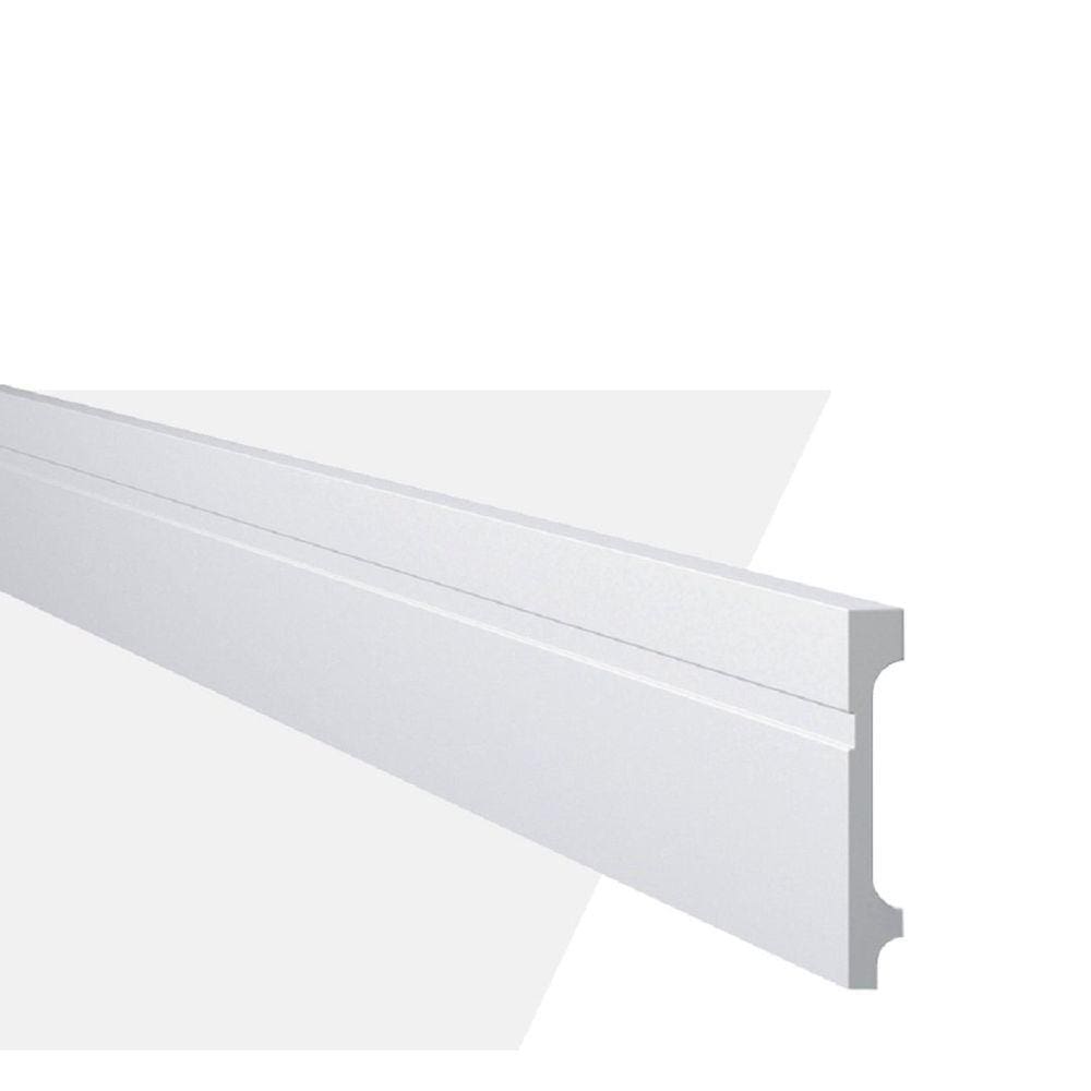 Rodapé de Poliestireno 11cm x 18mm Frisado Metro Linear Fb11GART - caixa com 2,44 m - Branco