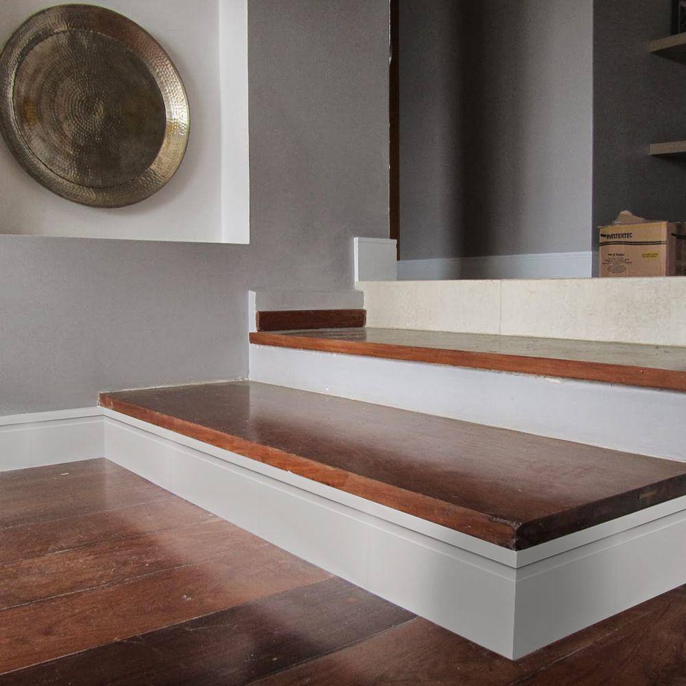 Rodapé de MDF 10cm x 15mm x 2,40m com Friso Moldufama 1002 Branco