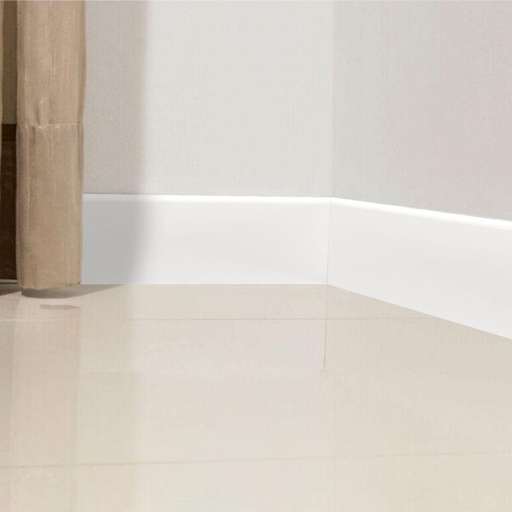 Rodapé de MDF 10cm x 15mm x 2,40m Liso Moldufama 1000 Branco