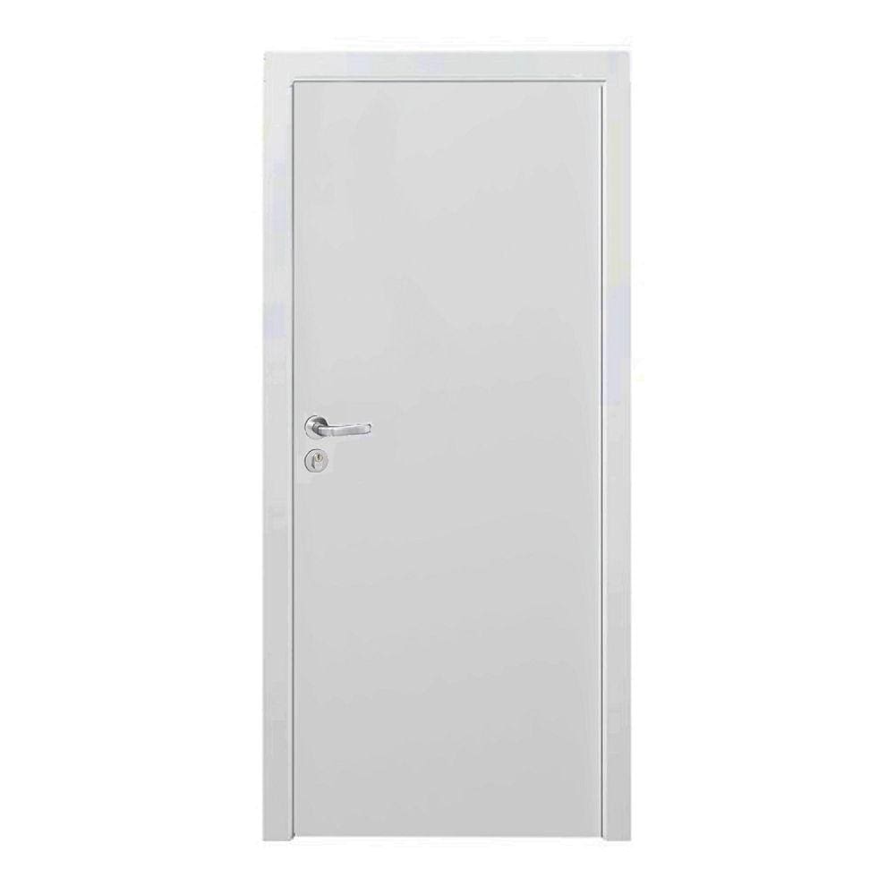 Kit Porta de Madeira 210x90cm Lisa Primer Direita Moldufama Branco