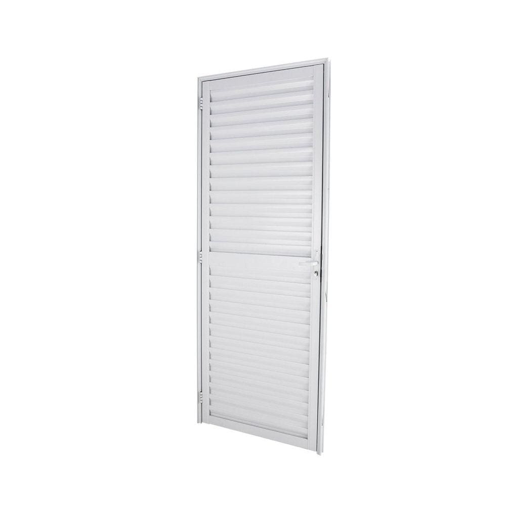 Porta Veneziana Abertura Direita 210x70cm Epresso Esquadrias Branco