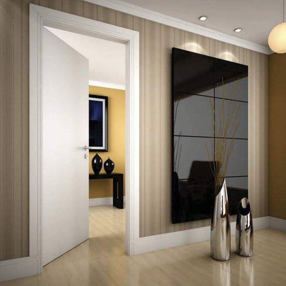Kit Porta de Madeira 210x70cm Lisa Primer Direita Moldufama Branco