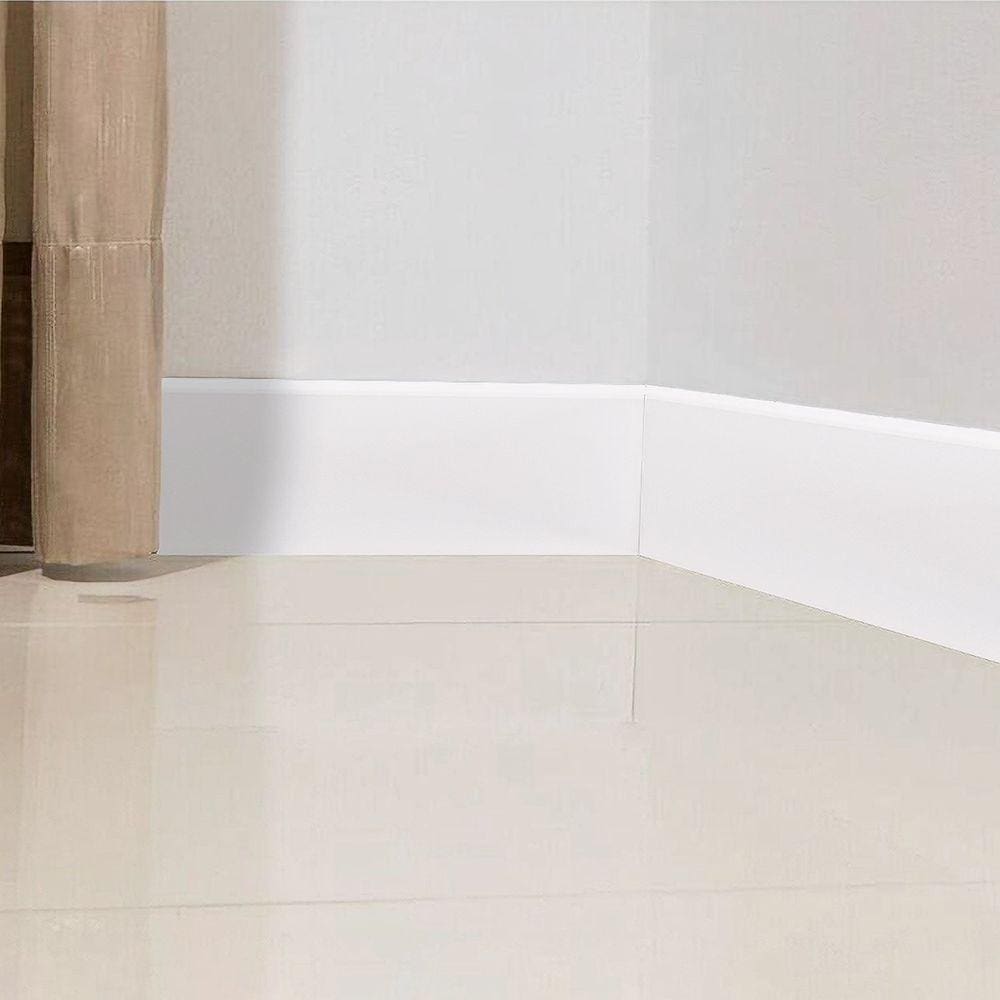 Kit Rodapé de MDF 10cm x 15mm x 2,40m 10 Barras Lisas Moldufama 1000 Branco