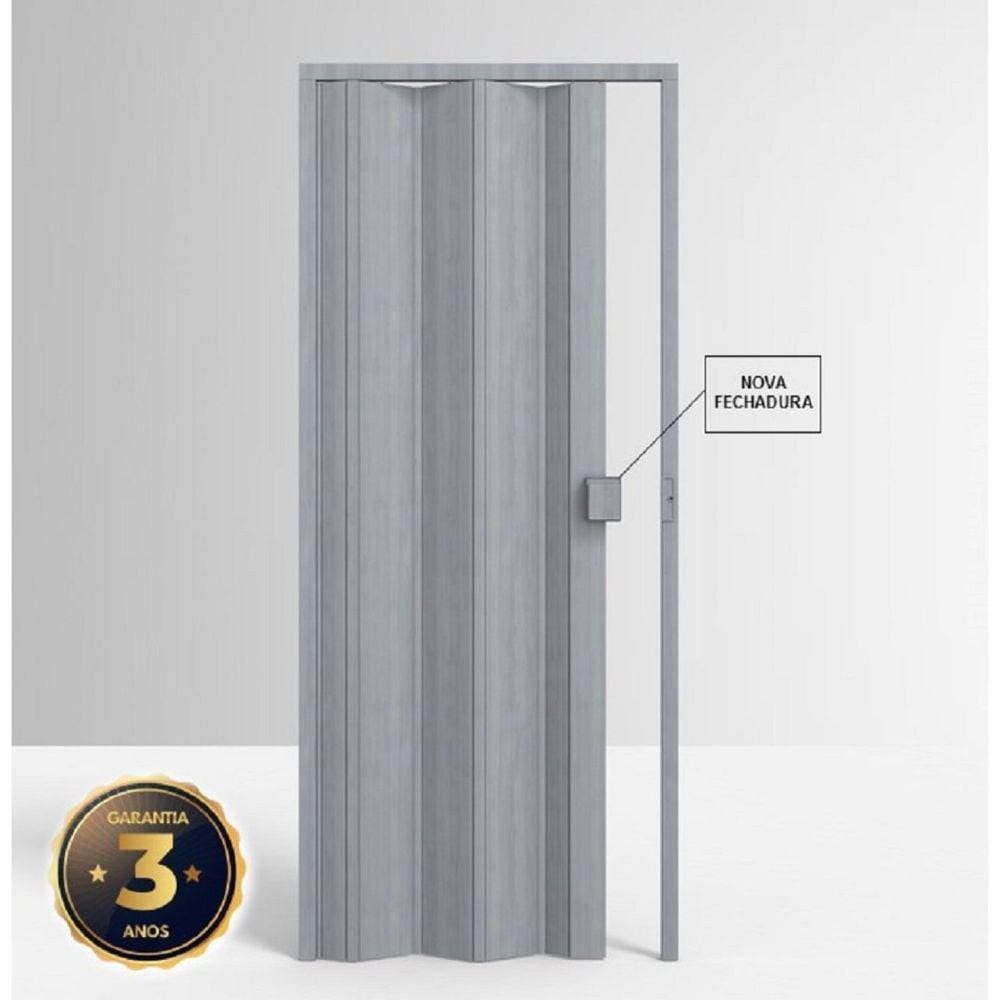 Porta Sanfonada de PVC 210x60cm Permatti Cinza Marmorizado