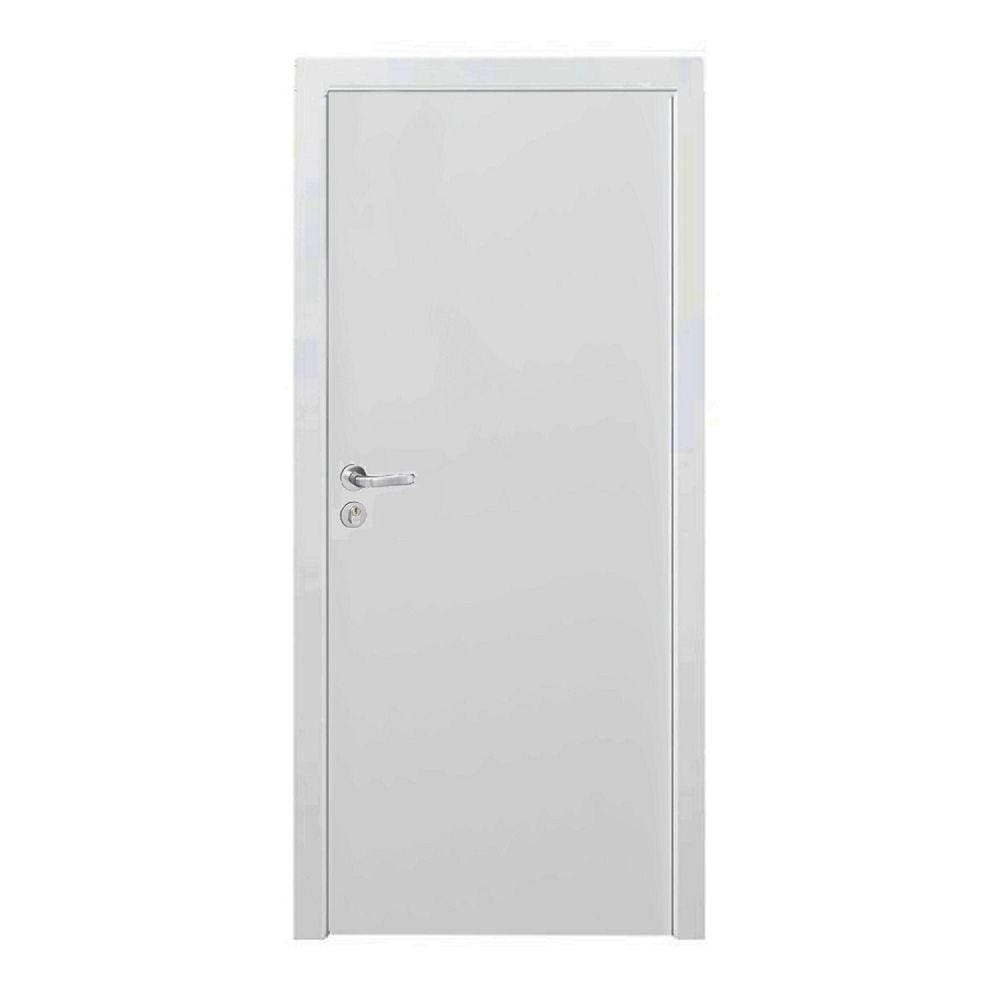 Kit Porta de Madeira 210x70cm Lisa Primer Direita Moldufama Branco