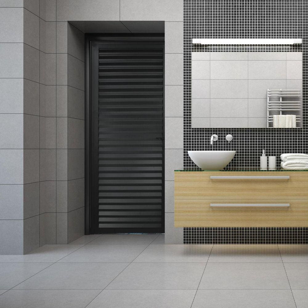 Porta de Alumínio Palheta 210x70cm Lado Esquerdo Hale Esquadrias Preto