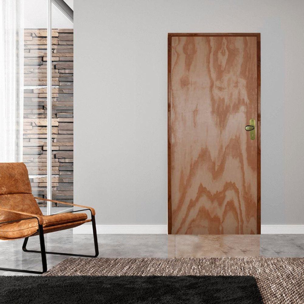 Kit Porta de Madeira 210x80cm Batente 11cm Fechadura Golf Rodam Mescla