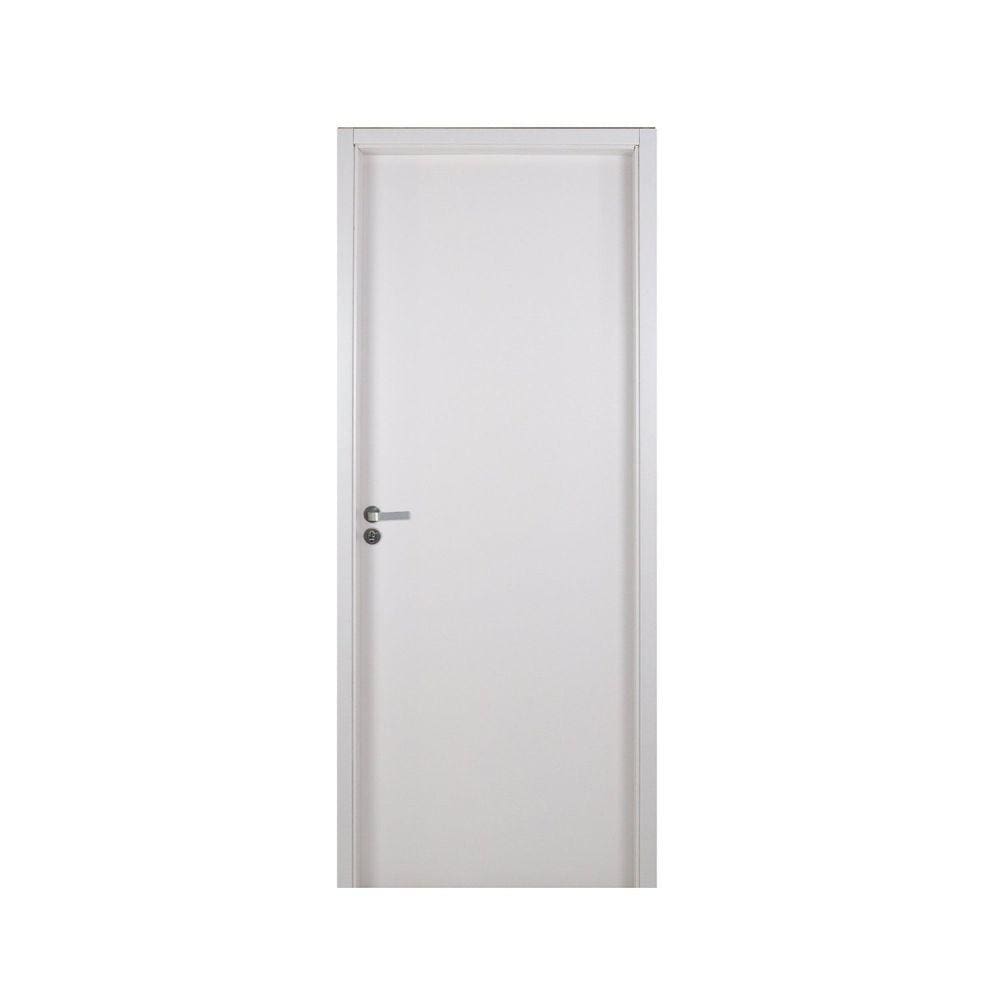 Kit Porta de Madeira Lisa 215x84cm com Batente de MDF Ultra 12cm Melaminico MGM Branco