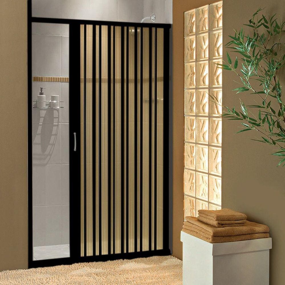 Porta Box Sanfonada para Chuveiro Pvc 55x185cm Bcf Preto