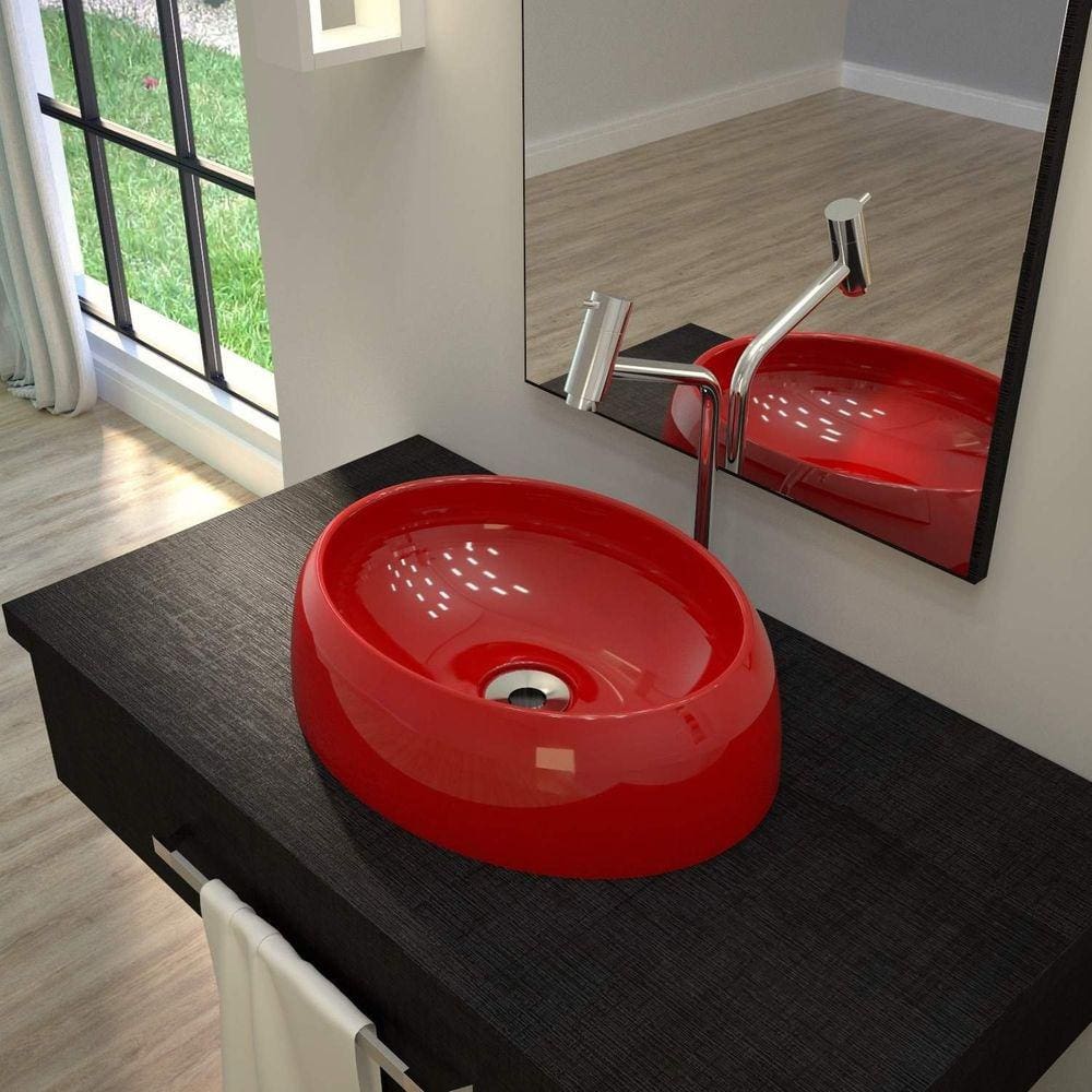 Cuba de Apoio para Banheiro OV39W Capri Compace Vermelho