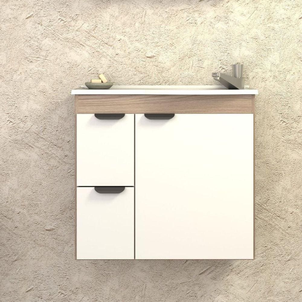 Gabinete para Banheiro em Madeira Margarida Cozimax Branco/Tamarindo