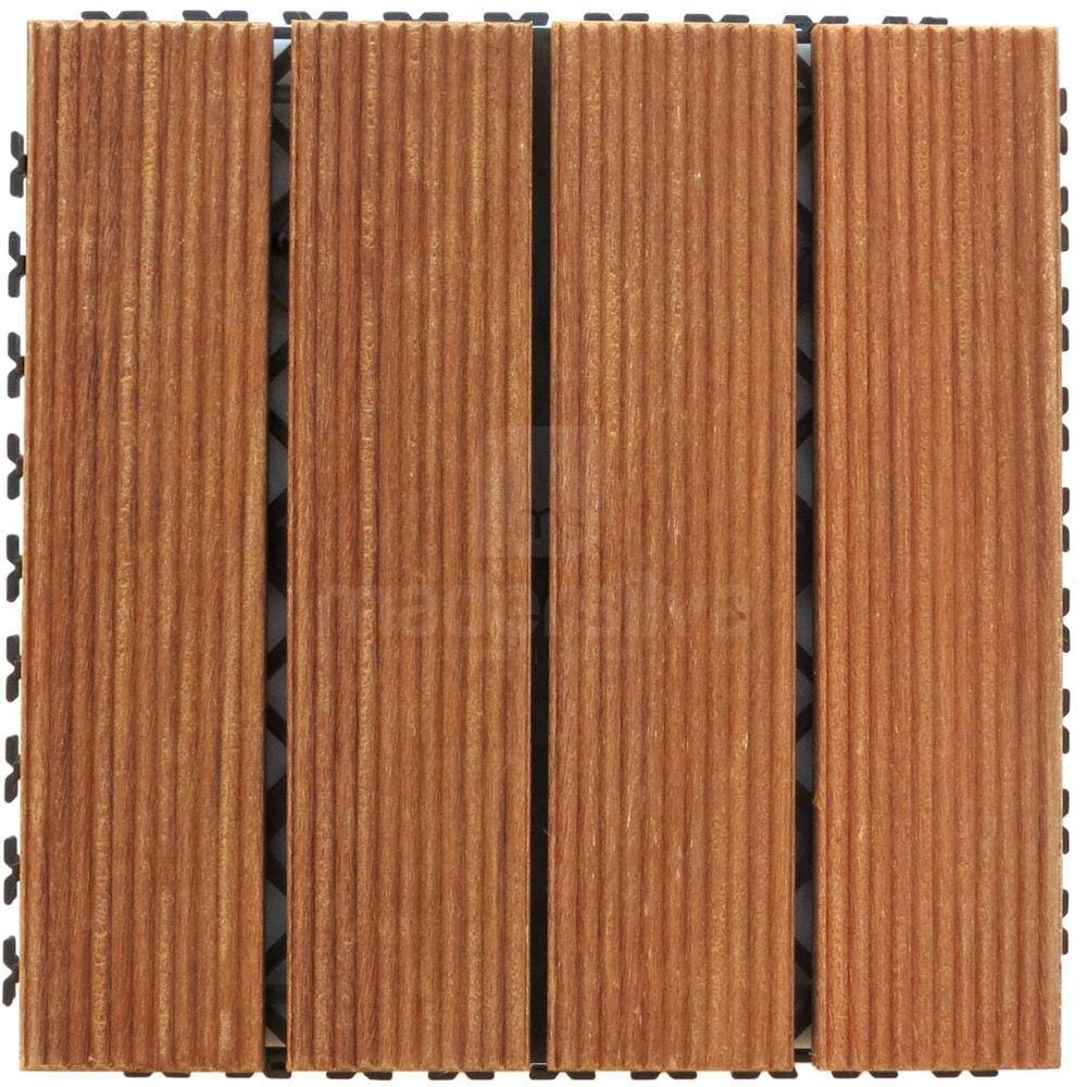Deck em Placa Madeira com Base Plástica Friso Antiderrapante 30cmx30cm MaderSilva Marrom