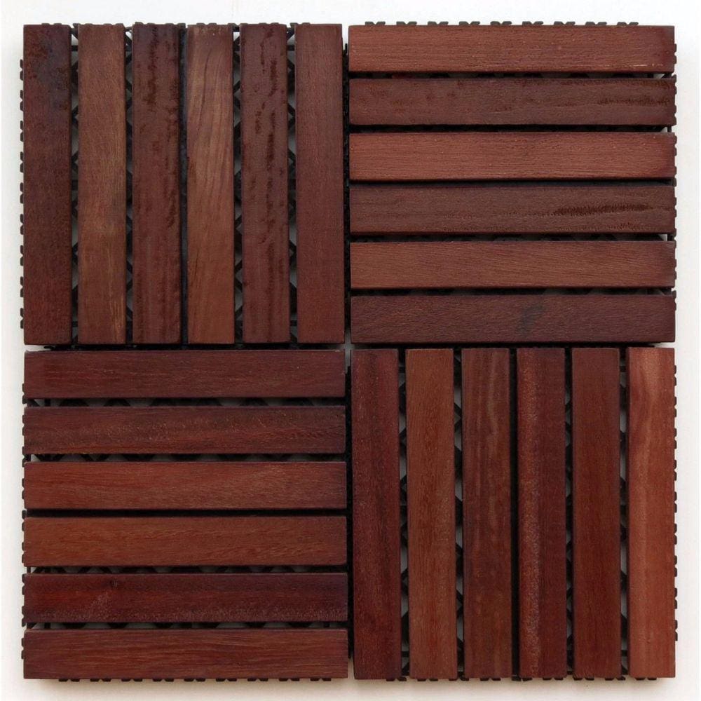 Kit Deck em Placa de Madeira Modular Base Plástica 30x30cm com 25 Placas MaderSilva Imbuia