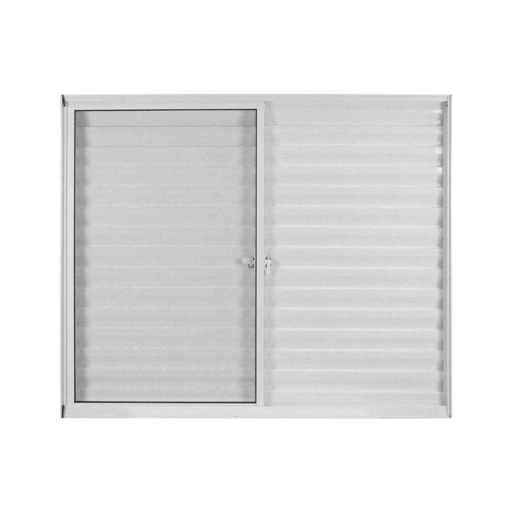 Janela de Alumínio Veneziana 100x150cm 3 Folhas 1 Fixa com Vidro Liso Soft Plus MGM Branco