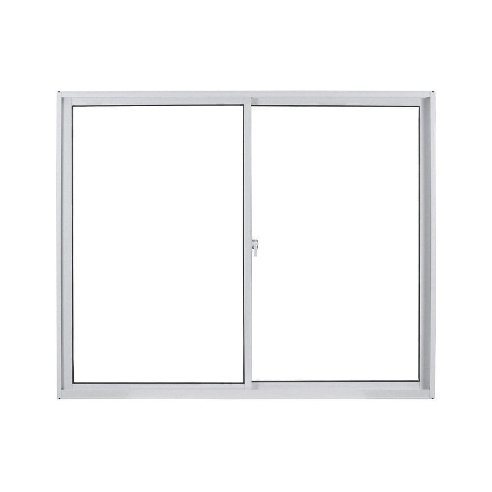 Janela de Alumínio de Correr 120x150cm 4 Folhas 2 Fixas com Vidro Liso Linha Solida MGM Branco