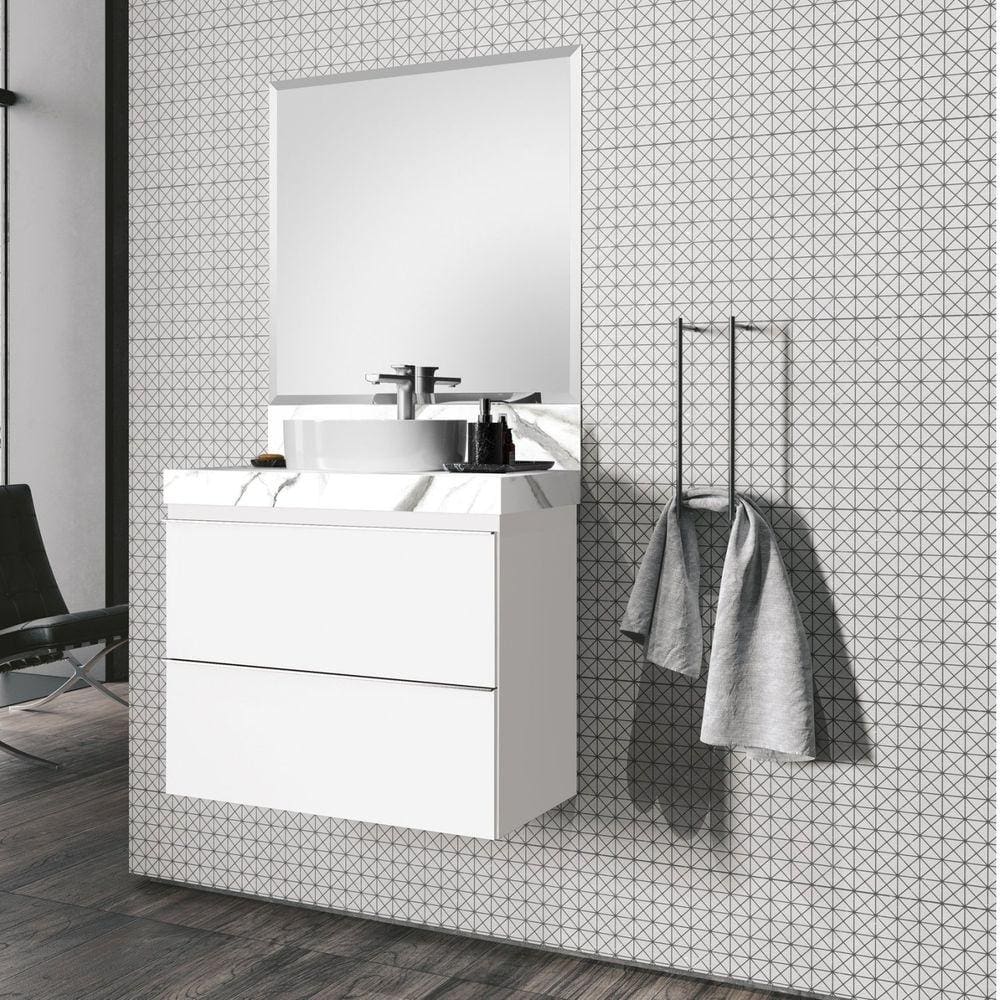 Lavatório em Porcelanato 80cm para Cuba de Apoio Blu Lavatórios Calacata