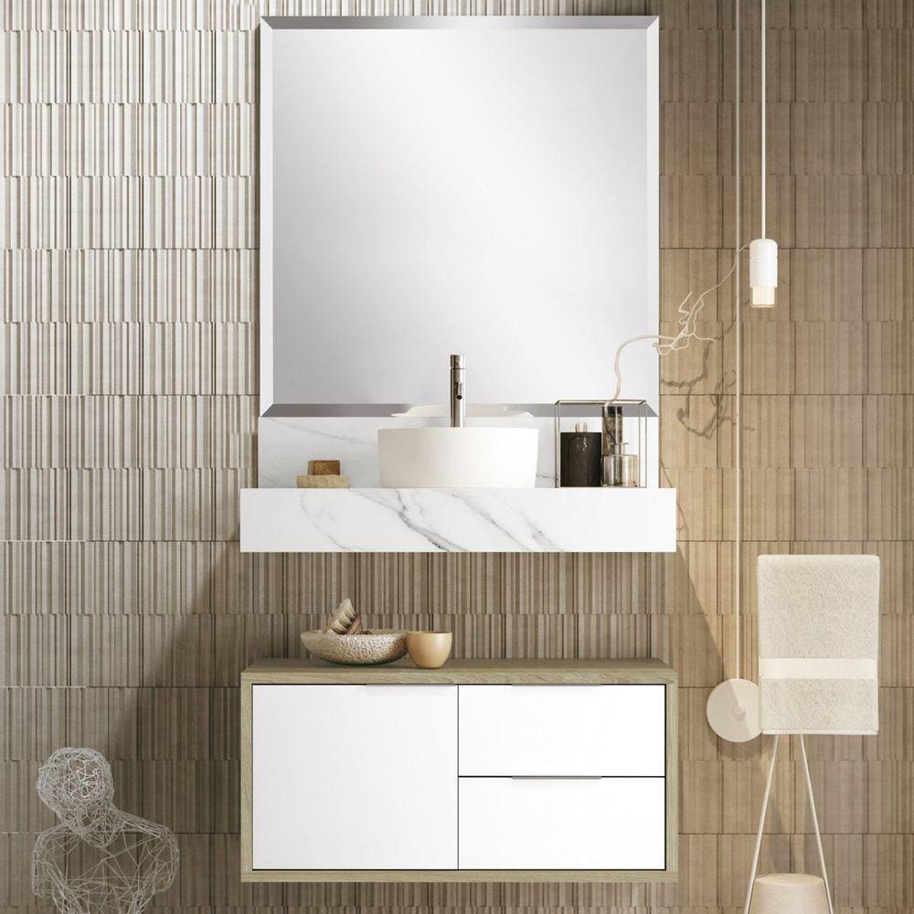 Bancada em Porcelanato 80cm Pró para Cuba de Apoio Blu Lavatórios Calacata