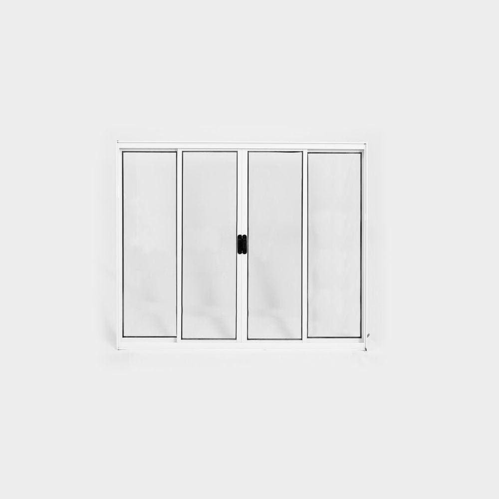 Janela de Alumínio de Correr 120x150cm 4 Folhas sem Grade Plus Lux Esquadrias Branco