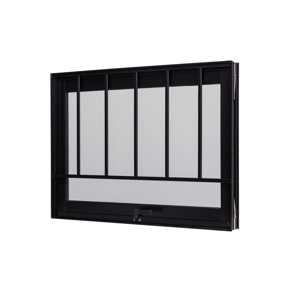 Janela de Aluminio Maxim-Ar 60x80cm com Grade e Vidro Boreal Ultra Ramassol Preto
