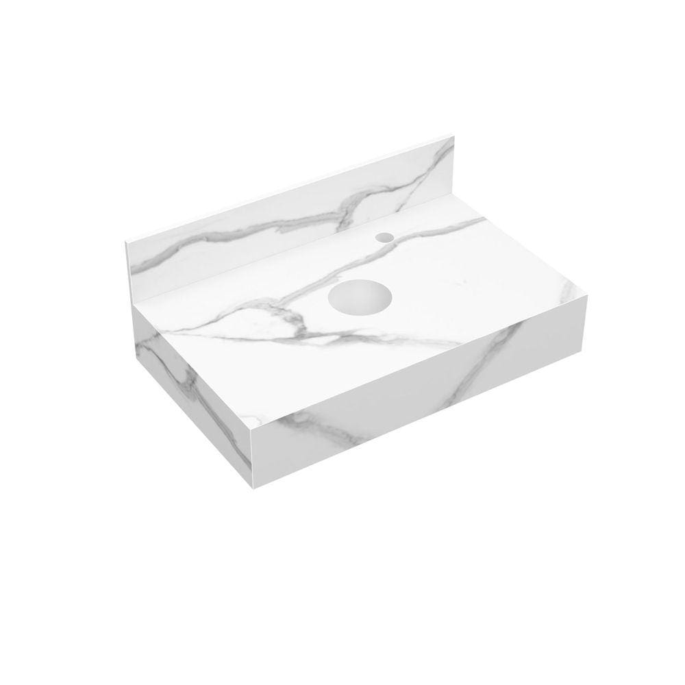 Bancada em Porcelanato 60cm para Cuba de Apoio Pró Blu Lavatórios Calacata