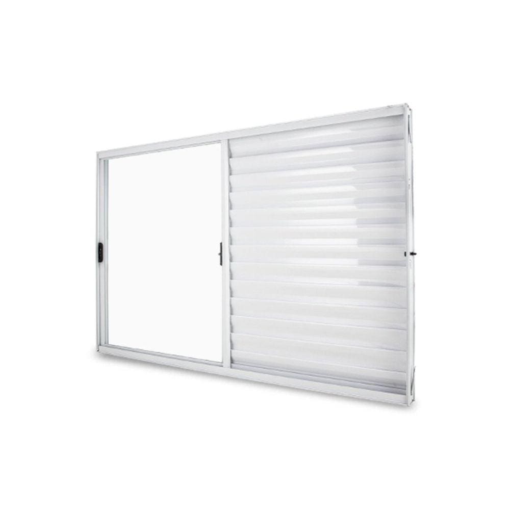 Janela Veneziana Abertura Direita Exclusiva 3 Folhas Vidro Liso 100x120cm CRV Portas e Janelas Branco