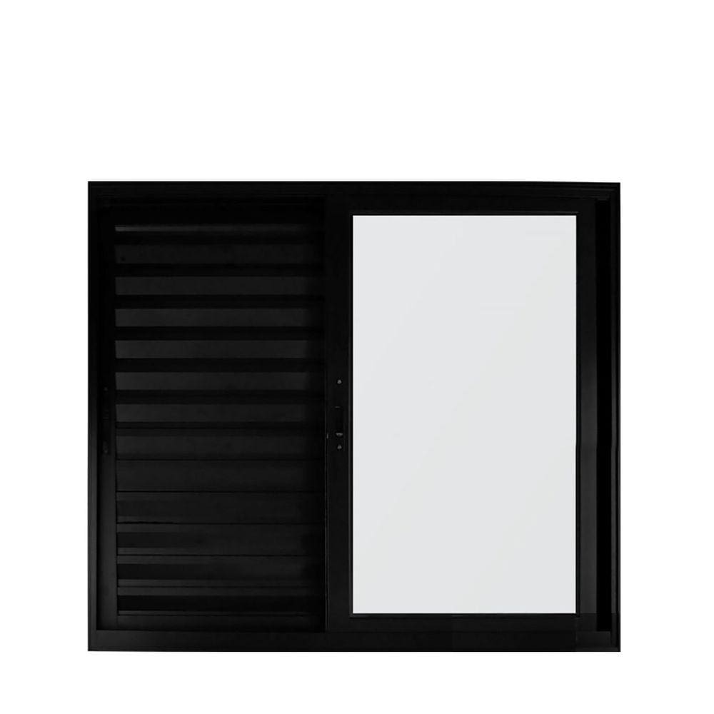 Janela de Alumínio Veneziana 120x120cm 3 Folhas Suprema Hale Esquadrias Preto