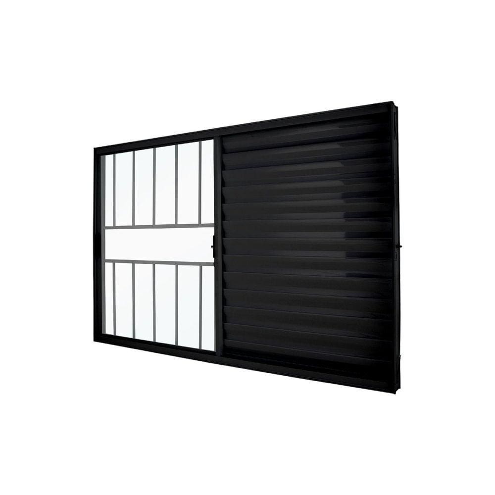 Janela Veneziana Abertura Direita Exclusiva 3 Folhas Grade Vidro Liso 100x120cm CRV Portas e Janelas