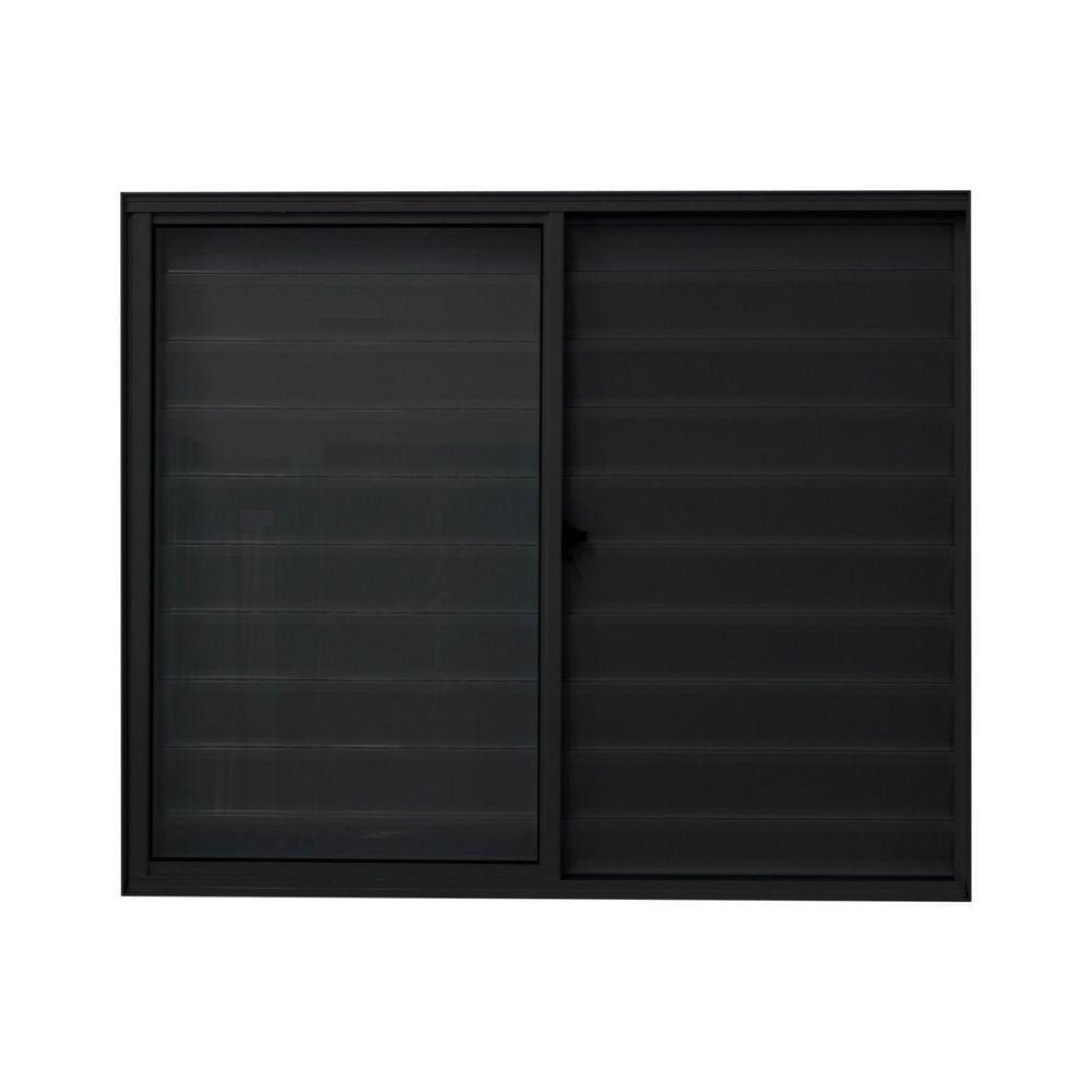 Janela de Alumínio Veneziana 100x150cm 3 Folhas Fortline Atlântica Preto