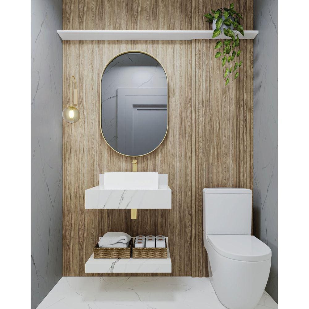 Prateleira em Porcelanato para Banheiro 60/80/100cm Darabas Agardi Branco