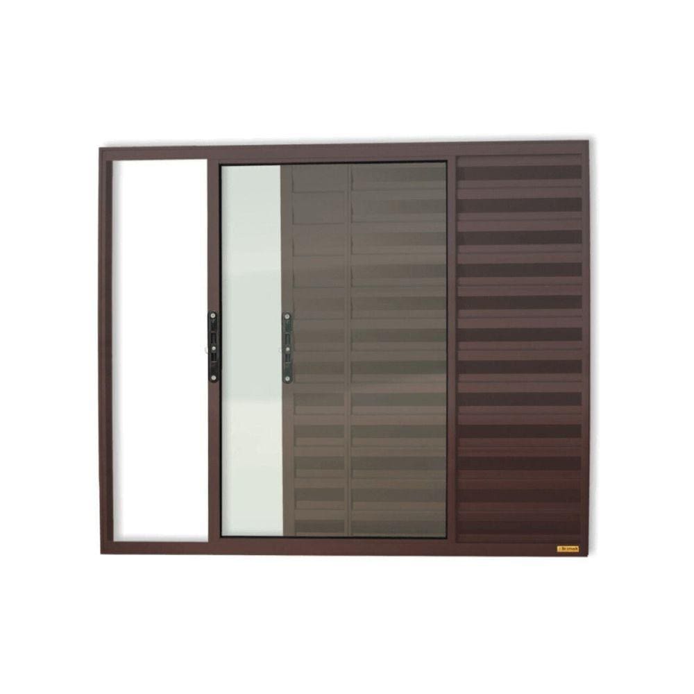 Janela Janela Veneziana Confort 3 Folhas Vidro Liso 100cm x 150cm Brimak Corten
