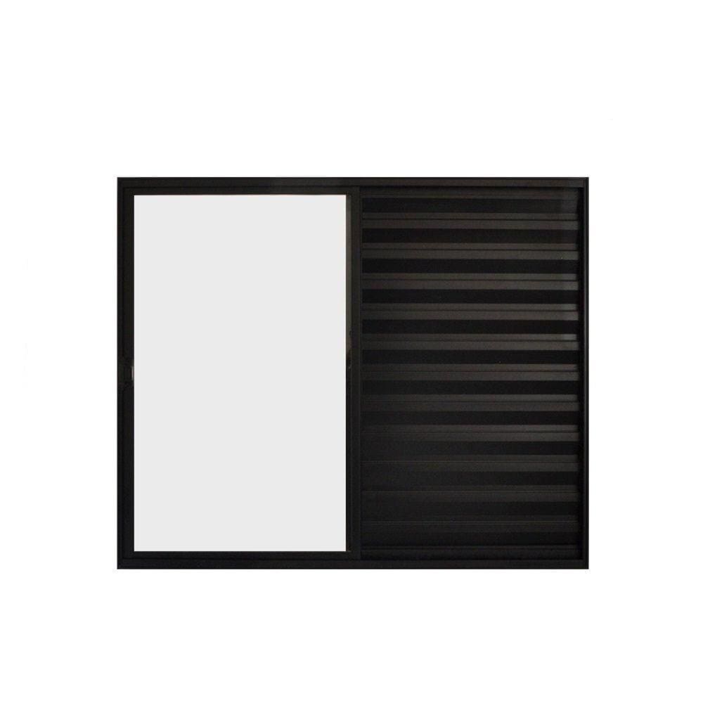 Janela de Alumínio Veneziana 100x150cm 3 Folhas Hale Esquadrias Preto