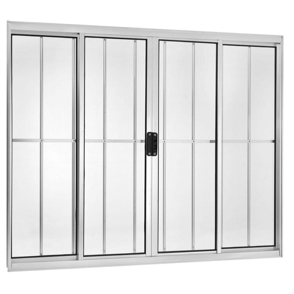 Janela de Correr 4 Folhas com Grade Central Brilhante 100x150cm Ecosul Esquadrisul