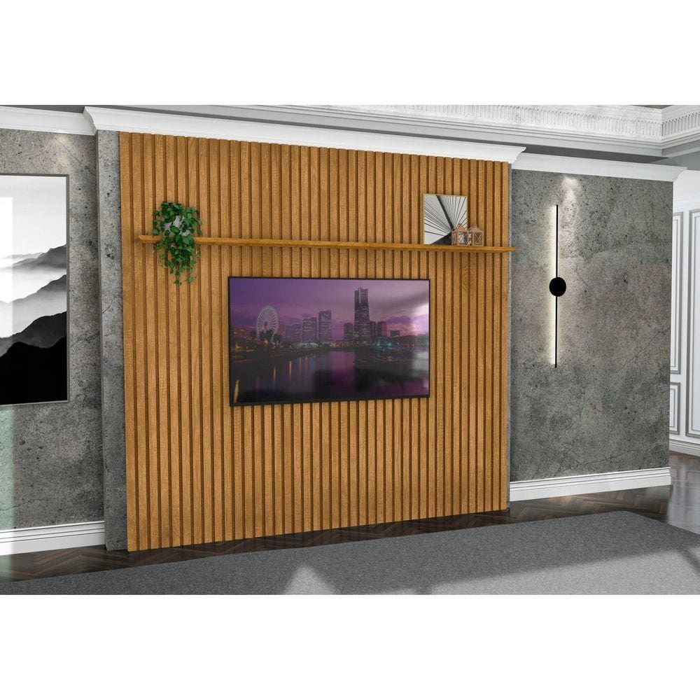 Painel Ripado para Tv até 89 Polegadas 231 Cm Absolut Marrom