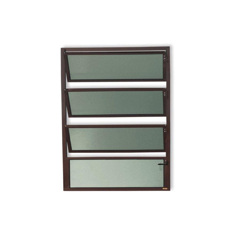 Janela de Alumínio Basculante 80x80cm Vidro Mini Boreal Plus Brimak Corten