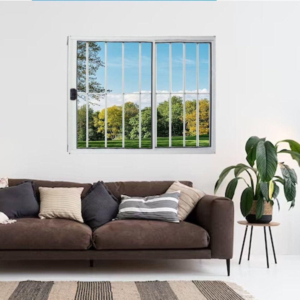 Janela Vitrô de Alumínio 2 Folhas 100 x 120cm Modular Com Grade Esquadrias Bergame Branco