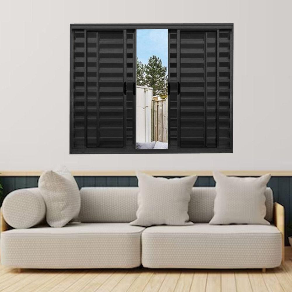 Janela Veneziana de Alumínio 6 Folhas 120 x 150cm Modular Esquadrias Bergame Preto